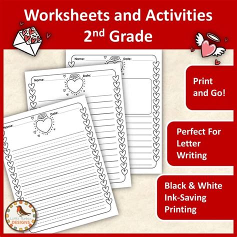 Valentine's Day Writing Paper | Black and White Whimsical Doodle Borders