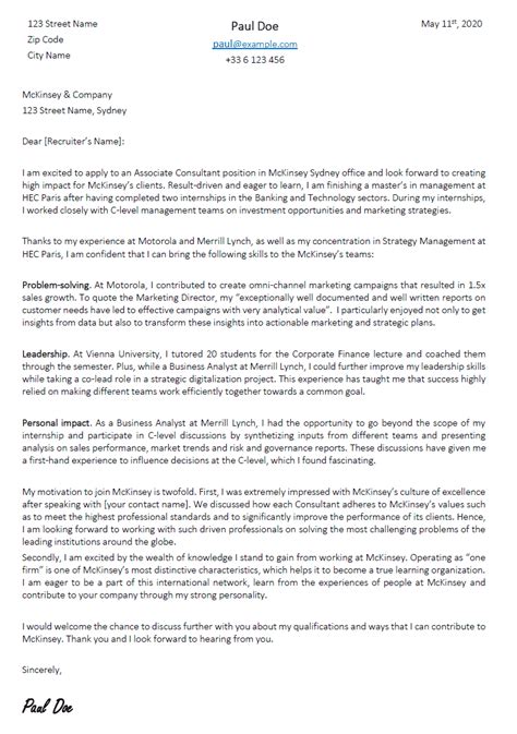 Consulting Cover Letter Examples 的图像结果