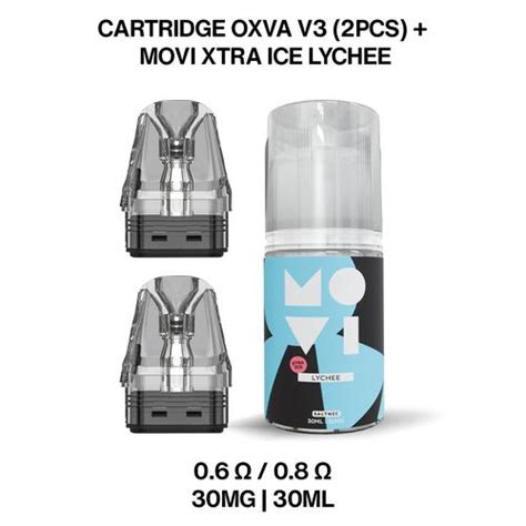 Jual BUNDLES CARTRIDGE OXVA 0.6 0.8 2PCS X MOVI XTRA ICE LYCHEE 30ML ...