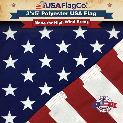 Polyester US Flag 3x5 ft - Embroidered Stars & Sewn Stripes – USA Flag Co.