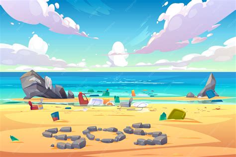 Spiaggia inquinata coperta di plastica | Vettore Gratis