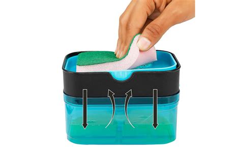 PARVY Plastic Soap Dispenser with Hydraulic Pump & Sponge Holder Caddy ...