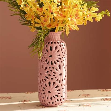 Buy Pure Home + Living Ivory Honeycomb Pearl Finish Ceramic Vase ...