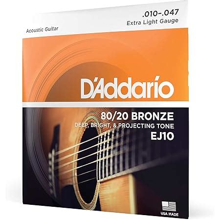 D'Addario Bronze Acoustic Guitar Strings_{.010-.050_Extra Light Gauge ...