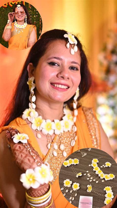 LAMANSH Elegant Artificial Flowers Shells Jewellery set for Haldi 💛 ce ...