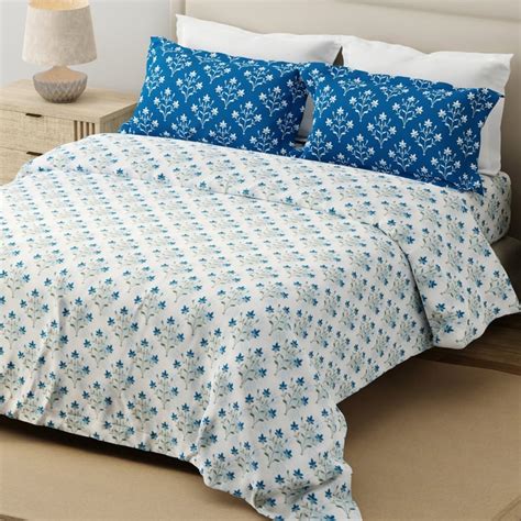 Buy LAYERS Forever Cotton 120TC Floral Print 3Pcs Super King Bedsheet ...