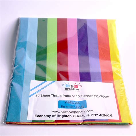 Multi Coloured Tissue Paper / Gift Wrap / Wrapping Paper Sheets (20" x ...