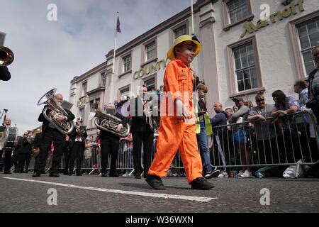 Dylan Clarkson, 6, parades through Durham during the Durham Miners ...