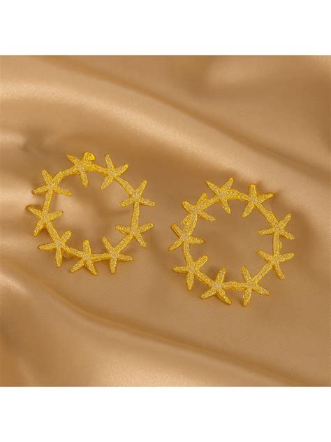 Buy VIEN Gold Plated Starfish Drop Earrings Online
