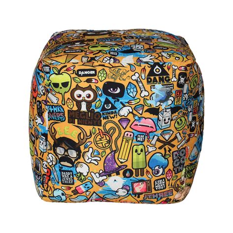 Buy Helios Yuri Canvas Pouff Cover - Brown from Helios by Home Centre ...