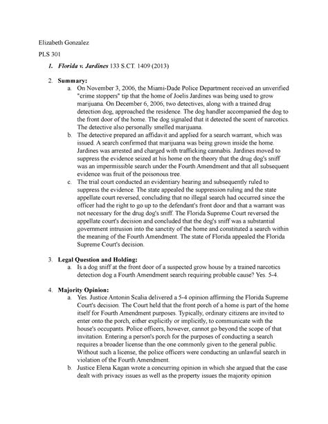 Florida v. Jardines - detailed case brief of named case for ...