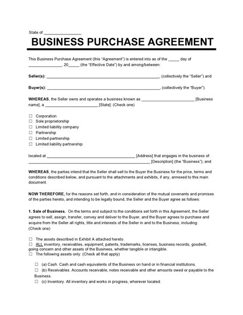 41 Free Business Purchase Agreement Templates (Word)