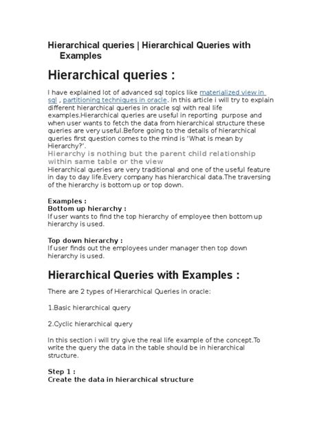 Image result for Learn Hierarchical Query SQL