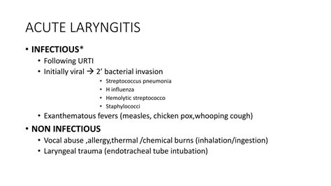 Acute & chronic inflammations of larynx clinical features treatment ...