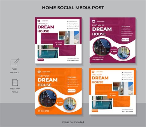 Real estate social media post and modern house property web banner ...