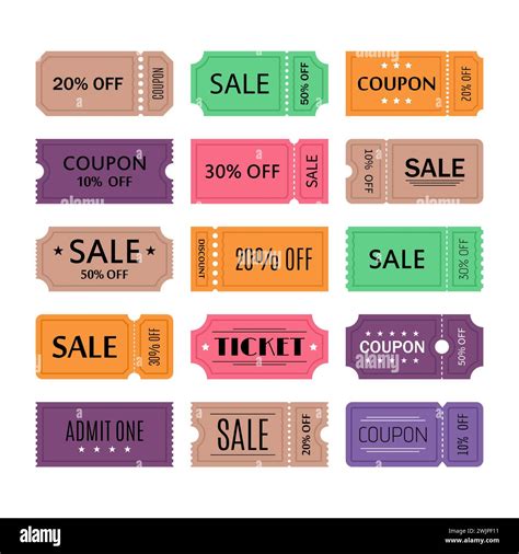 Set of tickets and coupons templates. Concert, cinema, theater cards ...