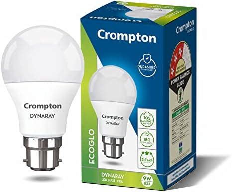 Buy Crompton Dyna Ray 9W Round B22 LED Cool Day Light Pack of 10 Online ...