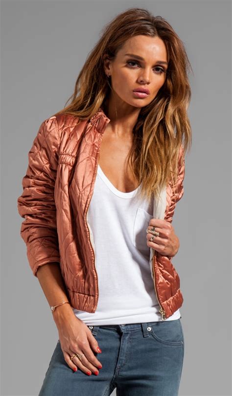 See By Chloe High Collar Bomber Jacket in Rust Brown | REVOLVE