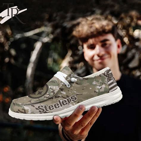NFL Pittsburgh Steelers Military Camouflage Design Hey Dude Shoes Football - Torunstyle