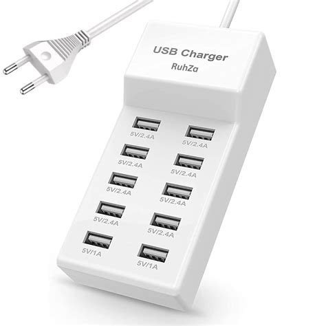 RuhZa USB Charging Stations 60w12A 10 Ports Multiple Charging Block ...