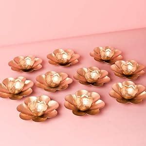 Buy Dev Vandana Handicraft Metal Lotus Flower Shape Tealights Candle ...