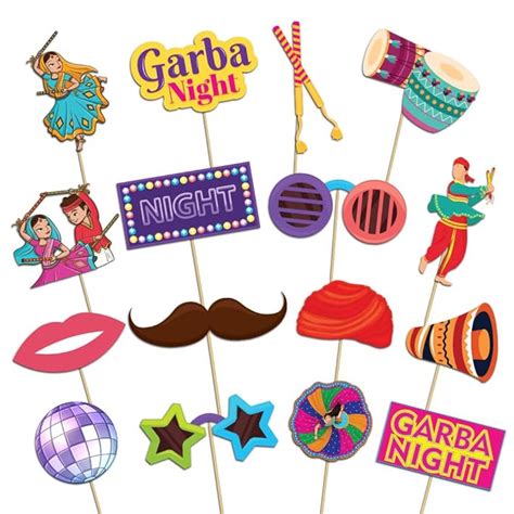 Festiko® Set of 16 Pcs Garba Nights Photobooth Props, Garba Decoration ...