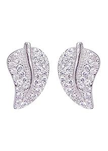 Abhooshan pair of Pretty Leaf Shape Cubic Zircon Studs in Pure 925 ...