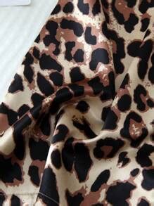 2pcs Satin Leopard Print Short Sleeve Shirt With Collar And Bowknot ...