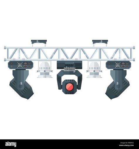 vector colored flat design metal frame concert stage truss lighting moving head led par UV ...