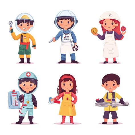Childrens Dream Jobs Kids in Various Costumes Imagining Future Professions | Premium AI ...