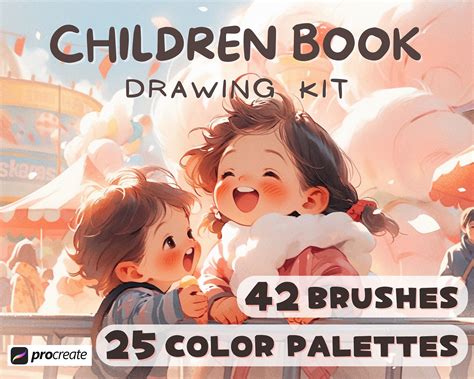 42 Procreate Brushes Children Book Illustration Kit, Color Palettes, Drawing Bundle, Cartoon ...