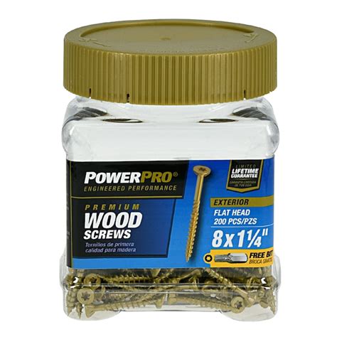 Power Pro 8 x 1-1/4-in Epoxy Exterior Wood Screws (200-Per Box) 48301 ...