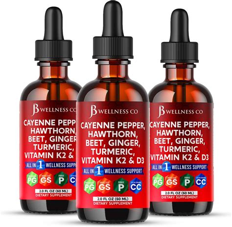 Amazon.com: Cayenne Pepper Supplement Liquid Drops + Hawthorn Berry, Vitamin D3 K2 Beet Root ...