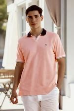 Buy Men Peach Textured Polo Neck T-shirt Online - 39838178 | Allen Solly
