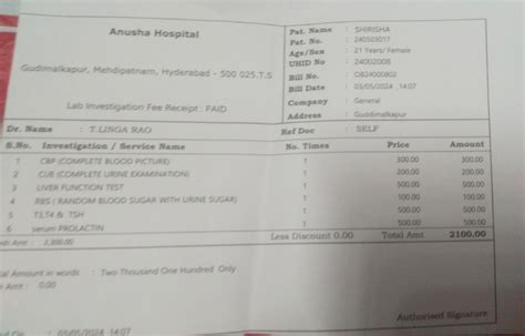 Reports - fgfg - Anusha Hospital Pat. Name : SHIRISHA Pat. No ...