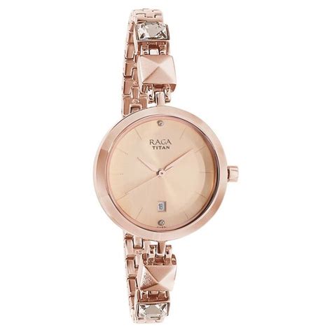 Buy Online Titan Raga Viva Rose Gold Dial Analog Metal Strap watch for ...