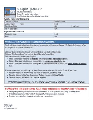 Fillable Online Form F Publisher Alignment Form amp Review Scoring ...