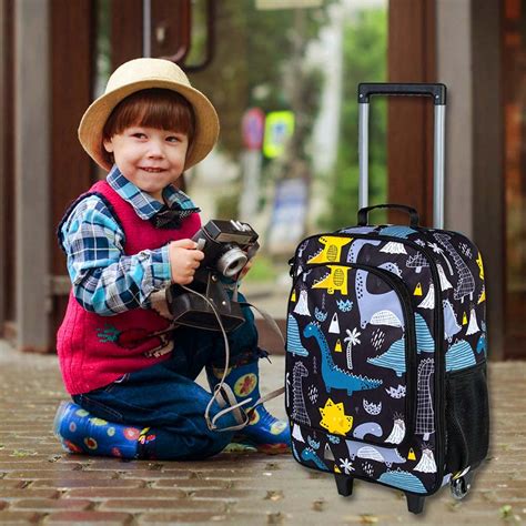 Buy Kids Luggage for Boys, Cute Dinosaur Rolling Wheels Suitcase for ...