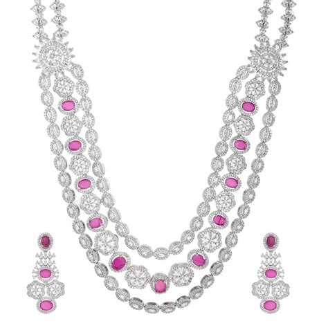 Sparkling Elegance Glamorous Layers American Diamond Necklace Set – VOYLLA