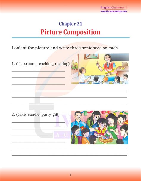 Class 1 English Grammar Chapter 21 Picture Composition with Practice.