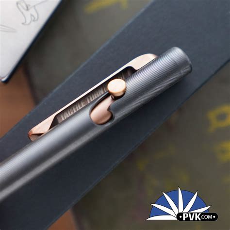 Tactile Turn Slim Bolt Action Pen Black DLC Titanium, PVD Copper Accents, Standard Size 5.6" - PVK