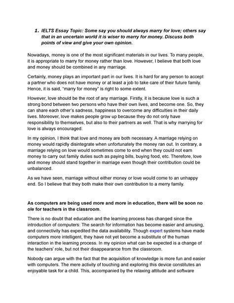 Ielts writing essay - Grade: 8 - 1 Essay Topic: Some say you should ...