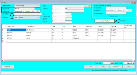 Challan Creation Help Guide