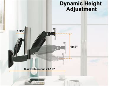 13-32" Monitor/LED TV, Gas Spring Wall Mount for 360 Degree Swivel ...
