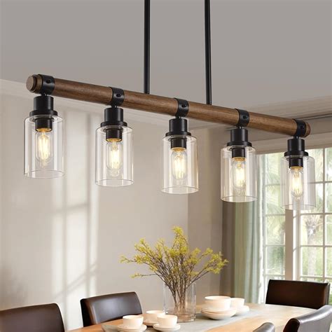 Farmhouse Dining Room Light Fixtures Over Table, 5-Lights Adjustable ...