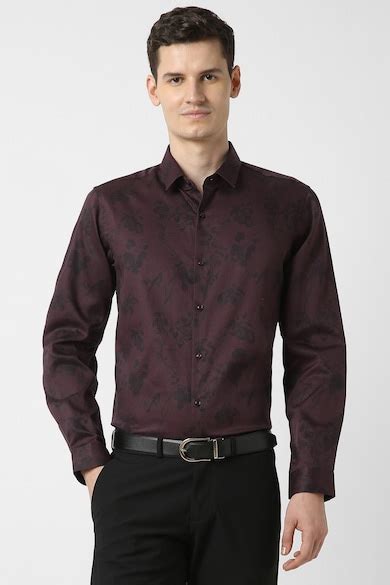 Buy Men Maroon Slim Fit Full Sleeves Formal Shirt Online - 39933235 ...