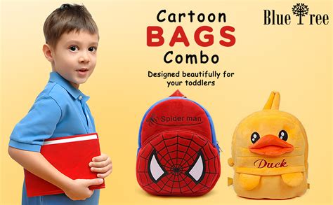 blue tree Kid's Soft Velvet Cartoon School Plush Combo Backpack,Mini ...
