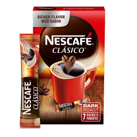 NESCAFÉ CLÁSICO, Instant Coffee Packets, Dark Roast, 1 Box (7 Packets ...
