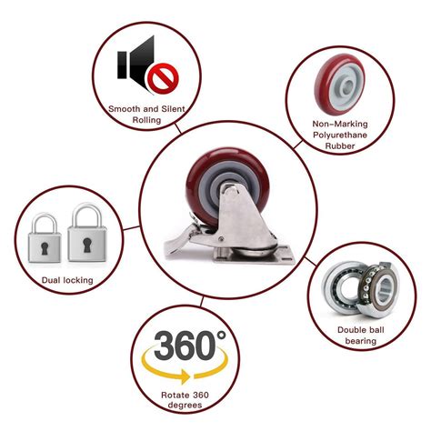 Buy ABSLIMUS 4 inch Heavy Duty Casters, Lockable Bearing Plate Caster ...