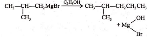 Isobutyl magnesium bromide with dry ether and absolute alcohol gives